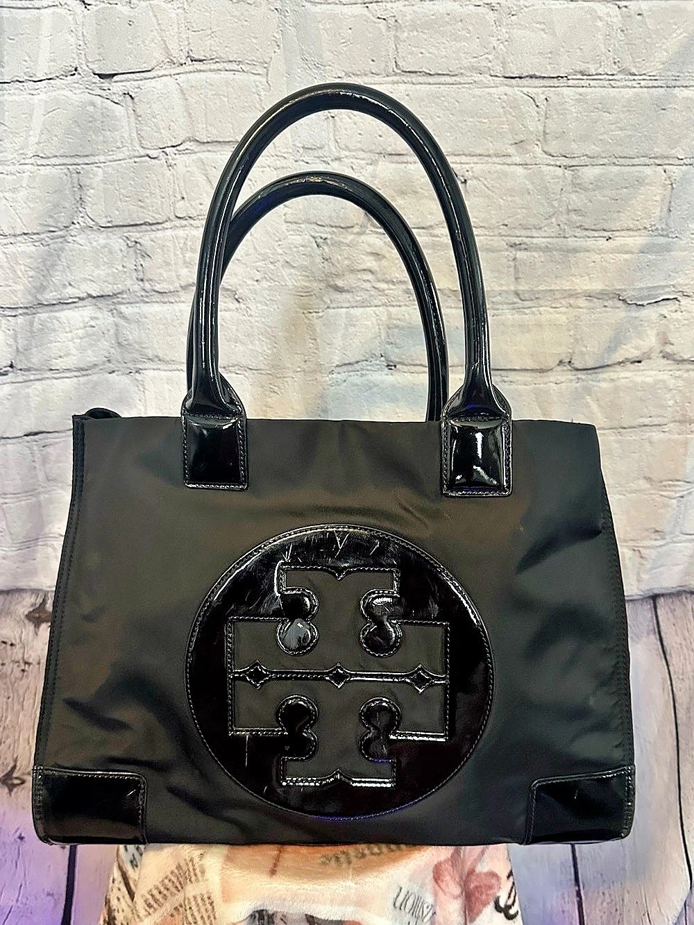 Tory Burch Ella Patent Tote Black Tote
